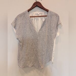 Ulla Johnson Short Sleeve Linen & Silk Semi Sheer Blouse